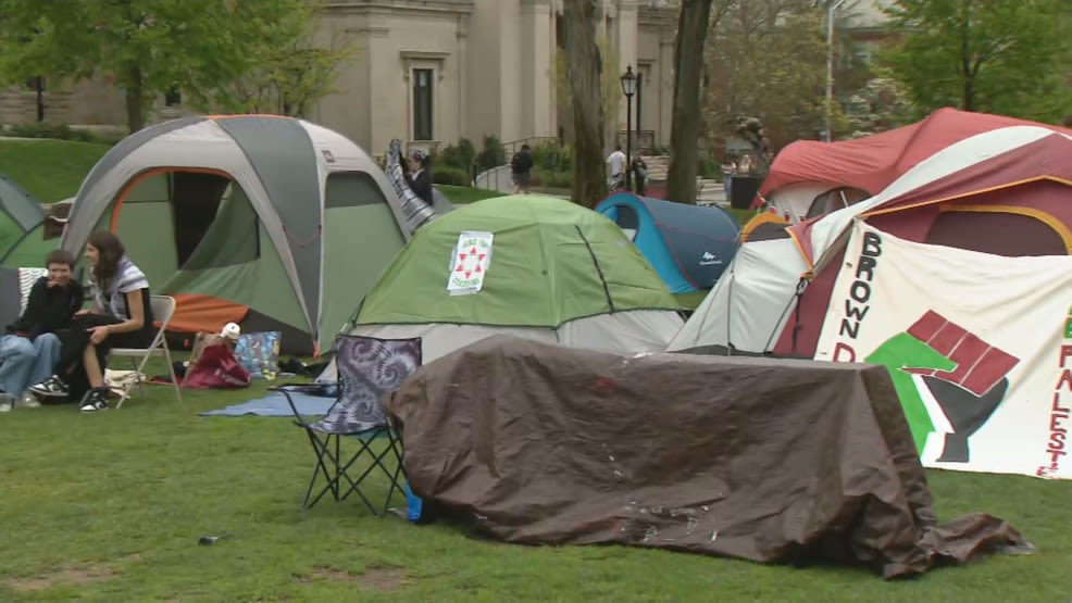 Brown University meets with student demonstrators to resolve encampment on campus lawn