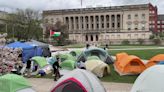 Pro-Palestine encampment on Library Mall Thursday morning