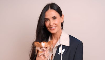 Demi Moore Accessorizes With Her Dog, Pilaf, at Paris Fashion Week