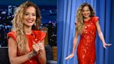 ...Ora Embraces Futuristic Flairs in Red Sportmax Dress With Sharp ...Fallon’ Appearance, Talks ‘Descendants’ Movie