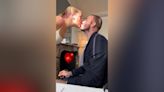 David Beckham kisses daughter Harper on lips as she does his makeup