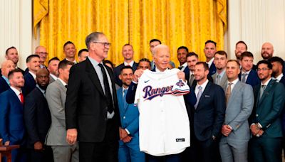 Texas Rangers meet President Biden at White House ceremony