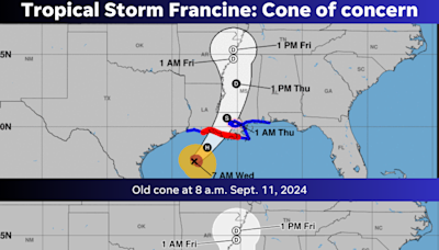 As Hurricane Francine approaches landfall, differences between new, old cone of concern clear