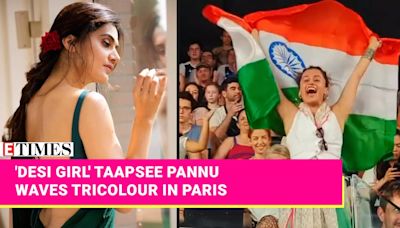 Taapsee Pannu Waves Indian Flag at the Olympics; Rocks Paris Streets in a Saree | Etimes - Times of India Videos