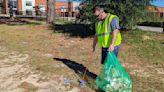 Volunteers pick up trash at Aiken High School Saturday morning
