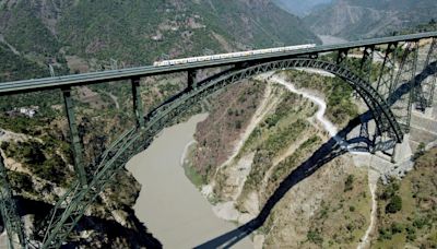 Railways conducts trial run on world's highest arch rail bridge in J&K