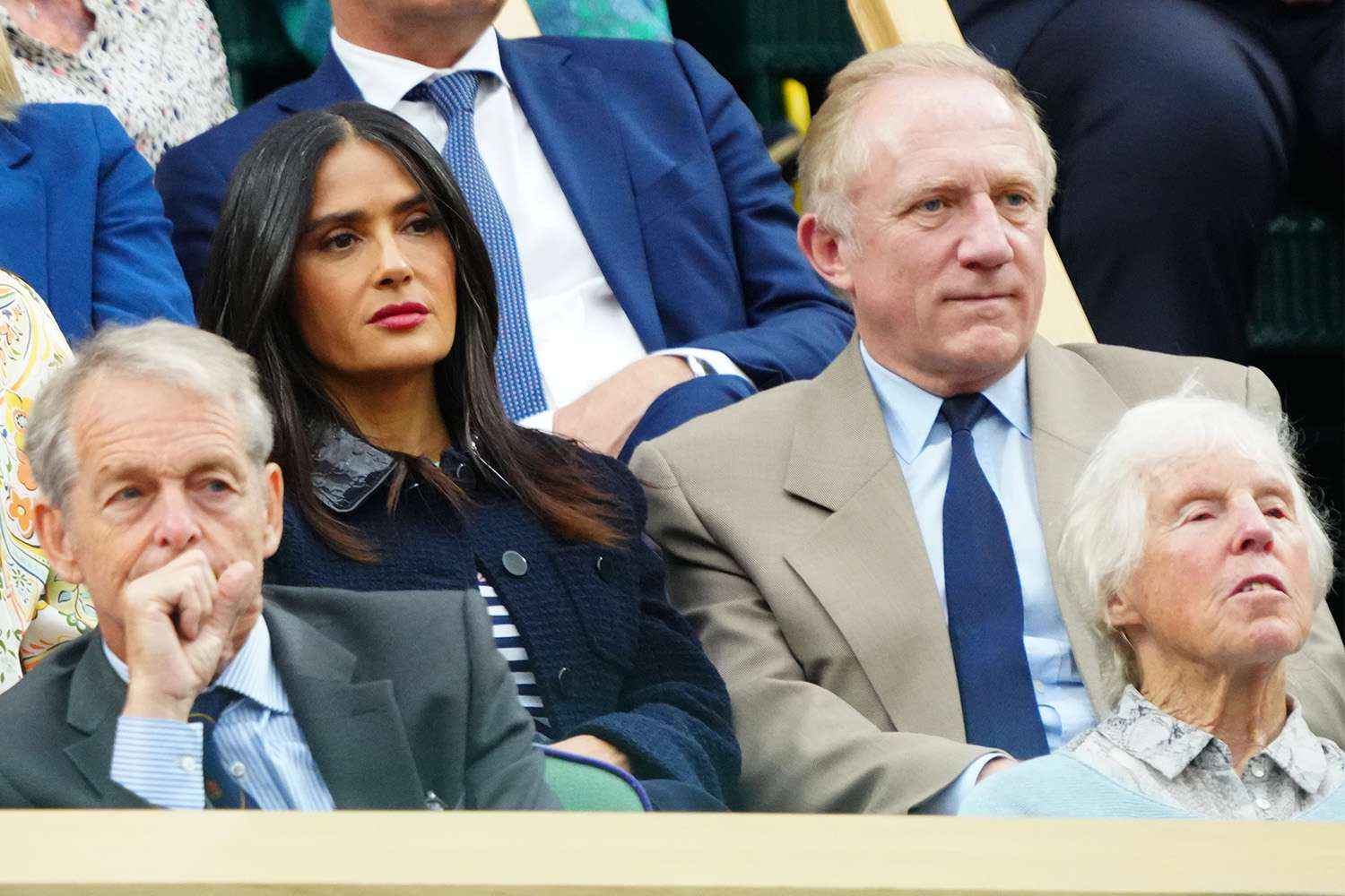 Salma Hayek and Husband François-Henri Pinault Watch Wimbledon from the Royal Box