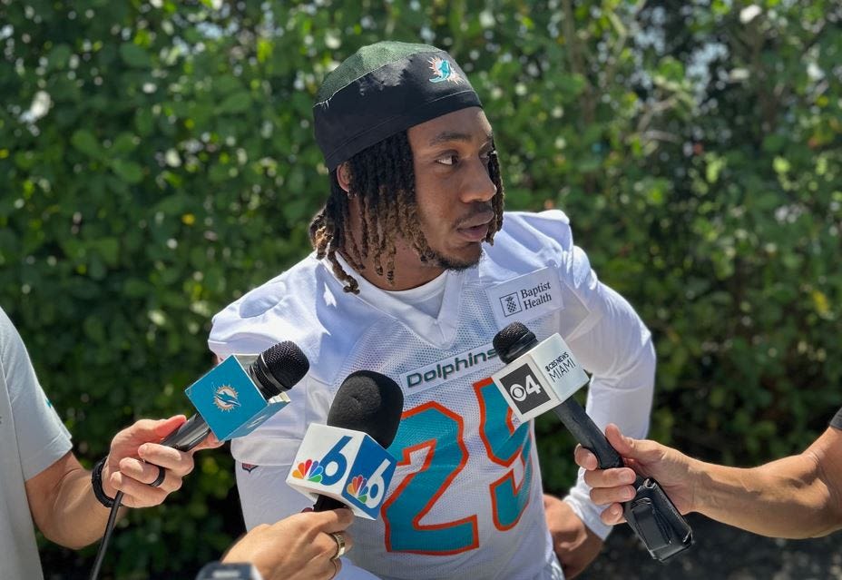 Rookie running back Jaylen Wright addresses being the sixth-fastest Miami Dolphin
