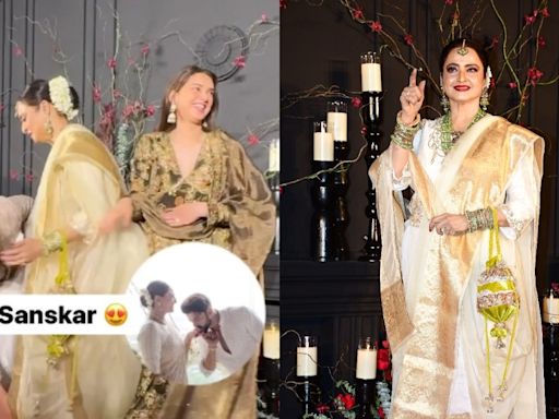 Aditi Rao Hydari Kisses Rekha, Siddharth Falls on Her Feet at Sonakshi Sinha's Wedding Bash; Watch - News18