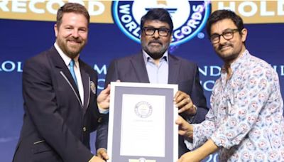 Megastar Chiranjeevi receives Guinness World Records certificate for performing 24,000 dance moves in 537 songs in 156 films, Aamir Khan says, 'Nobody looks at the heroines when he dances'