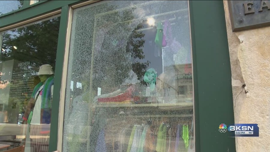 Businesses along East Douglas Avenue have windows broken by vandals