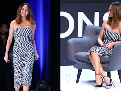 Chrissy Teigen Embraces Summer Dressing in Strapless Gingham Dress for Cannes Lions 2024 International Festival of Creativity