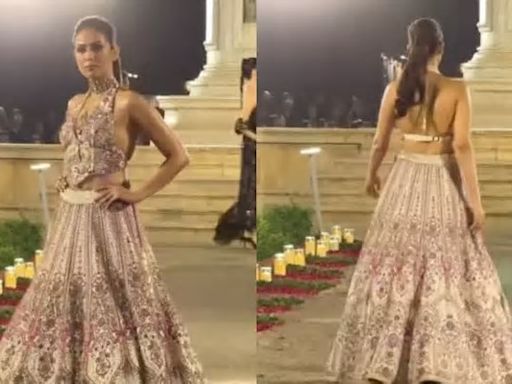 Mira Rajput Walks The Ramp In A Stunning Lehenga And Corset Blouse, Gets Bashed For Her 'Macho Walk'