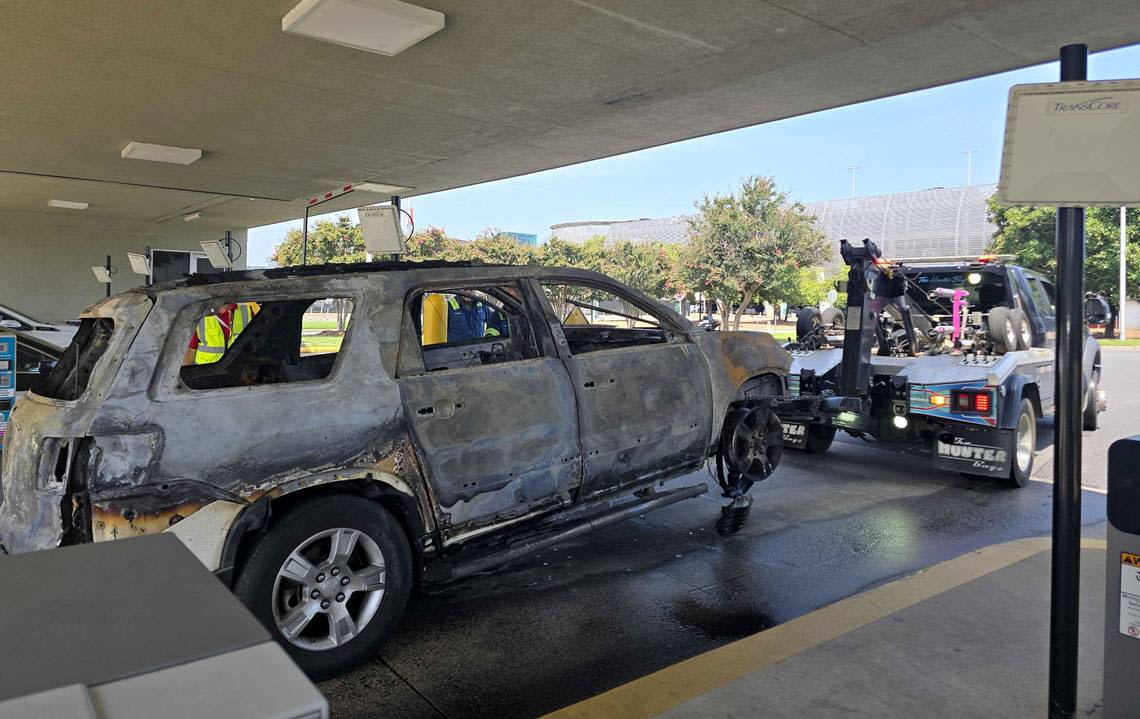 Flames erupt in Charlotte airport parking deck Saturday. 3 hurt, fire officials say.