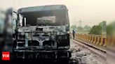 Two burnt alive as loader, truck collide, catch fire | Kanpur News - Times of India