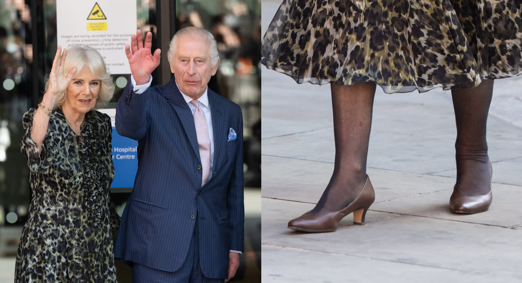 Queen Camilla Slips Into Classic Brown Pumps for Hospital Visit With King Charles