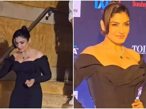 TOIFA OTT Awards 2023: Raveena Tandon grab eyeballs as she channels her inner Madonna in a stunning black gown on the red carpet - WATCH | Hindi Movie News - Times of India
