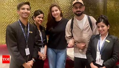 Anushka Sharma and Virat Kohli pose with airport staff before leaving for New York, picture goes viral | Hindi Movie News - Times of India