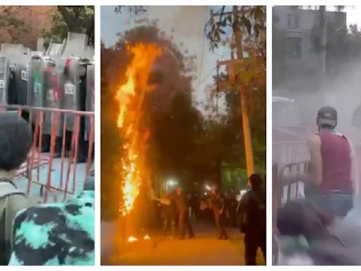 ¡Bombas molotov y gas! Protesta pro Palestina termina en enfrentamiento con la Policía frente a la embajada de Israel en México