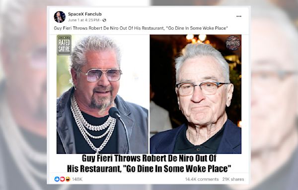 Guy Fieri Threw Robert De Niro Out of His Restaurant?