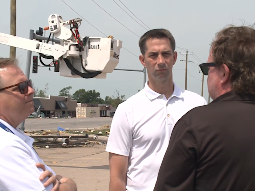 Sen. Tom Cotton visits Benton County after deadly tornadoes hit