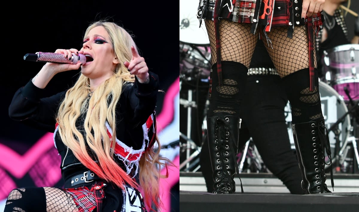 Avril Lavigne Brings Her Edgy Style to Glastonbury Festival 2024 in Chunky Platform Boots