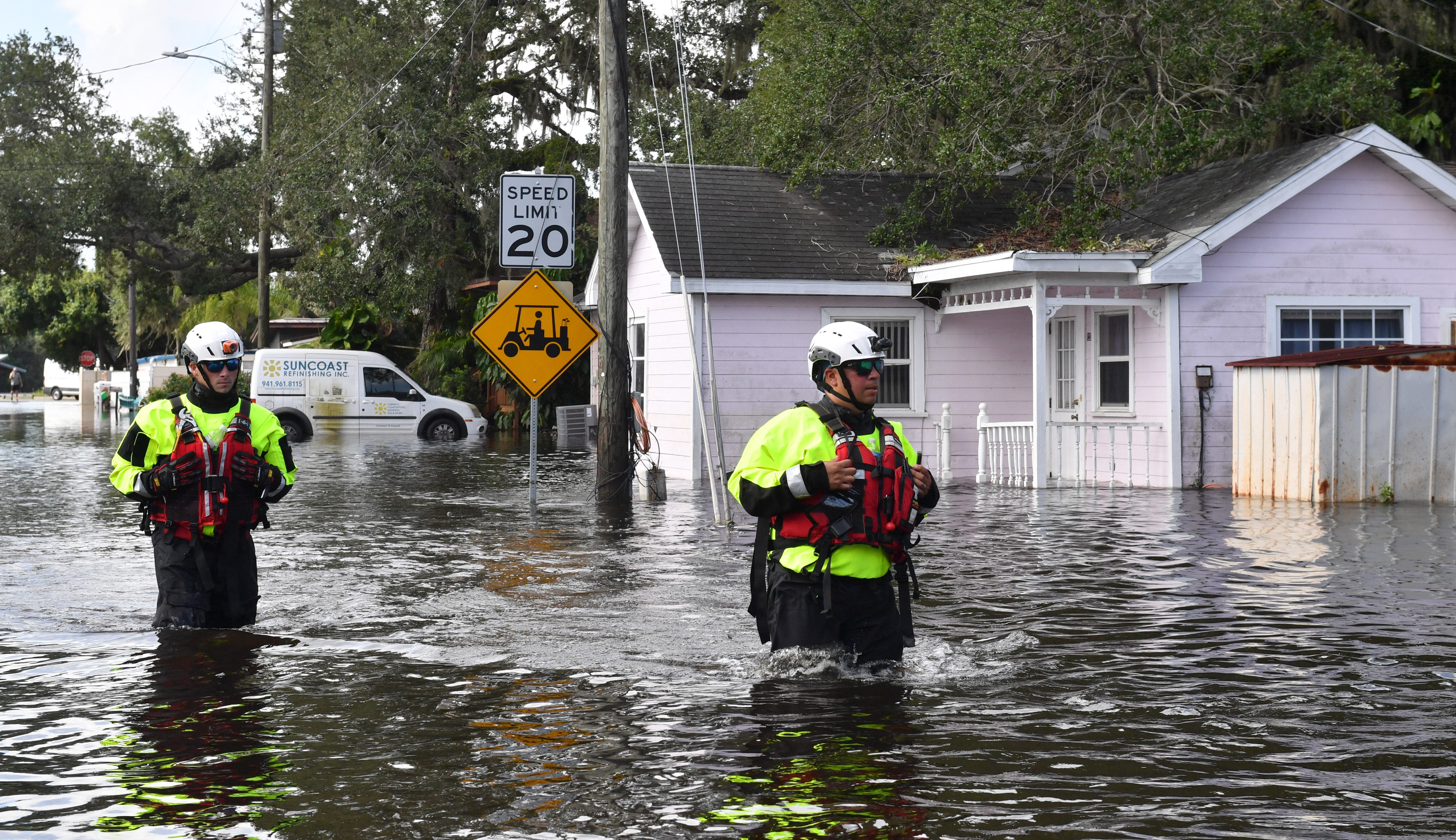 Live Updates: Aerial video shows extent of flooding on Sarasota's Bahia Vista Street