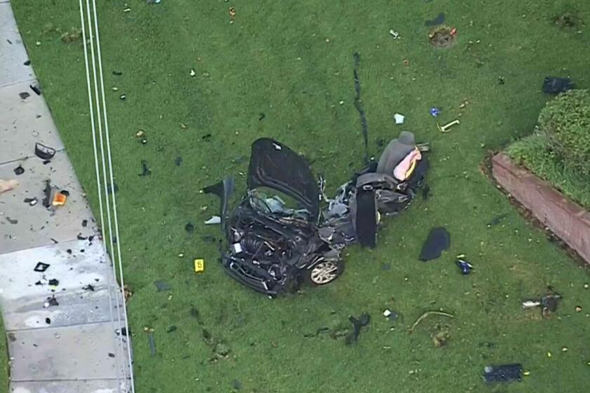 4 dead, 2 hospitalized, cars demolished in crash following DUI pursuit in Upland