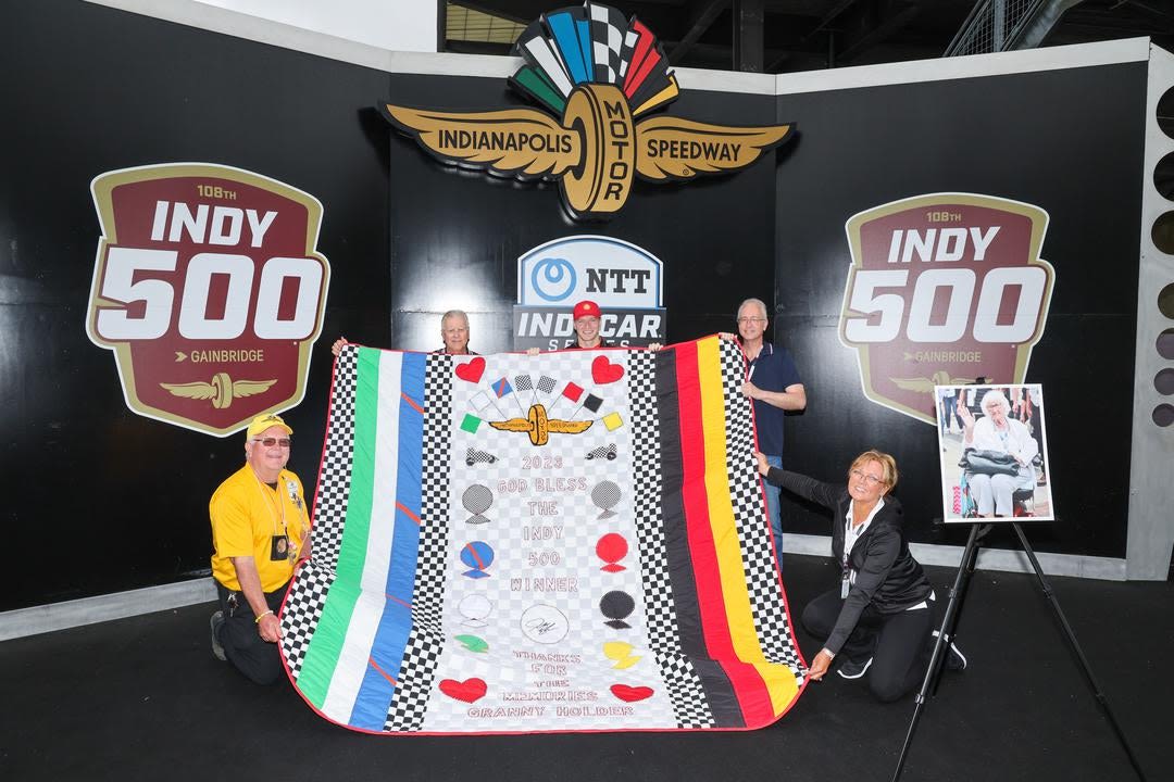 Josef Newgarden receives final Indy 500 winner's quilt