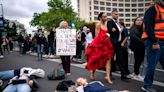 Chants of ‘shame on you’ greet guests arriving for the annual White House correspondents’ dinner