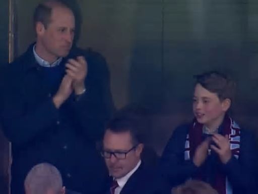 Prince George beams as he watches Aston Villa with dad William: Royal pair roar their side to victory on father-and-son bonding trip - their first family day out since the ...