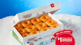 Krispy Kreme is selling a dozen doughnuts for $1 today