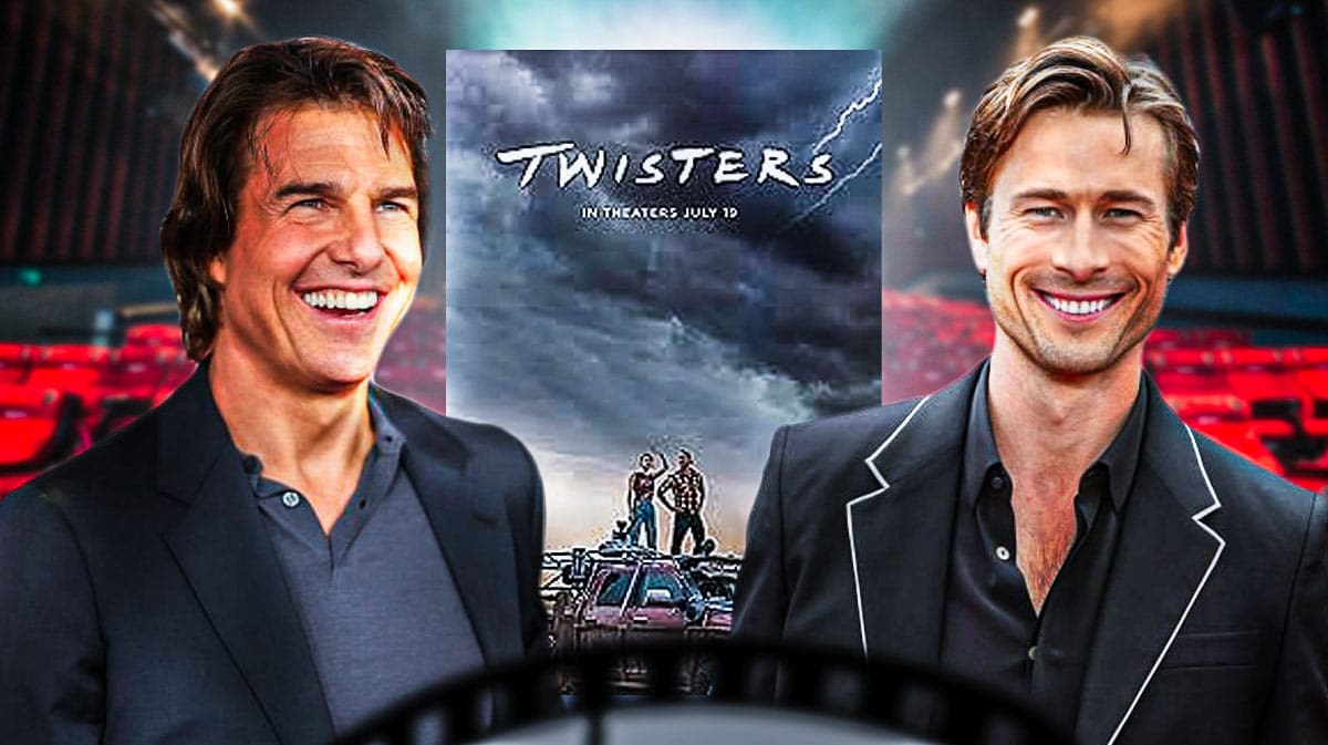 Tom Cruise reunites with Top Gun 2 star Glen Powell at Twisters premiere