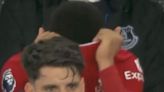 Alexander-Arnold can’t watch and hides head during Liverpool’s loss to Everton