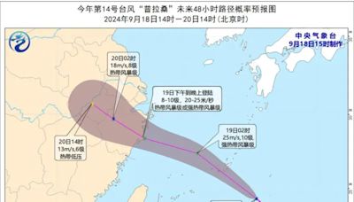 葡萄桑颱風一日奔千里！中國預測明登陸浙江