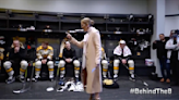 Céline Dion Visits The Boston Bruins Locker Room To Reveal The Starting Lineup