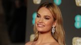 Lily James just debuted jet-black hair complete with a micro-fringe