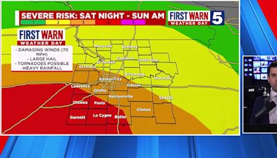 FIRST WARN WEATHER DAY: Enhanced risk for severe weather moves into KC area overnight