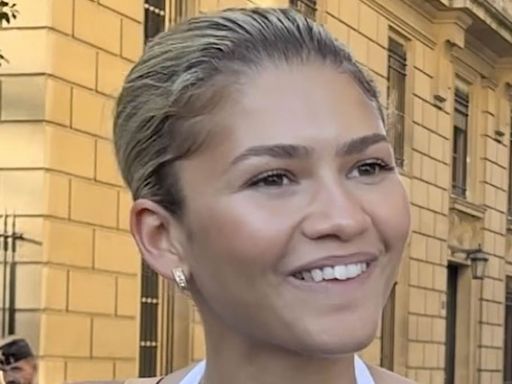 Zendaya is effortlessly stylish as she goes braless in Paris