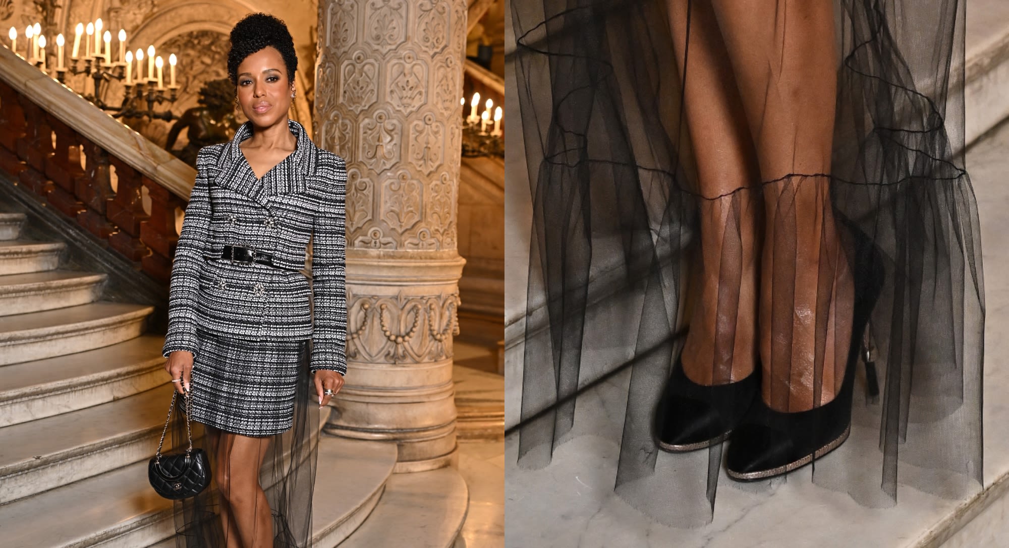 Kerry Washington Goes Retro Glam in Karl Lagerfeld Chanel Pumps at Paris Couture Week