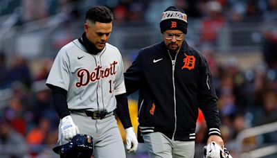Detroit Tigers' Gio Urshela (right hamstring tightness) exits game vs. Twins early