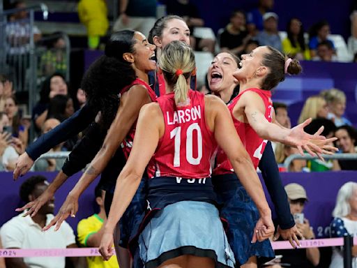 Defending champion US women's volleyball team beats Brazil in semifinal thriller at Paris Olympics