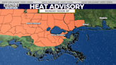 Heat Advisory in effect for part of the area Monday