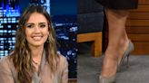Jessica Alba Goes Classic in Jimmy Choo Pumps and Sheer Blouse on ‘Jimmy Fallon’