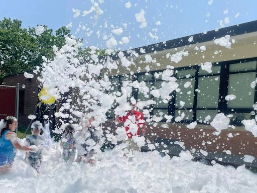 The ‘Bubble Party Bus’ brings the party to first-graders at McEachron Elementary