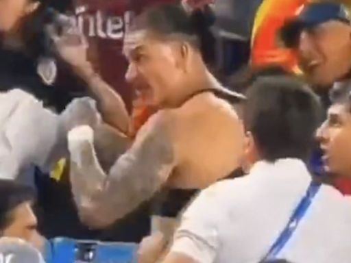 Video: Darwin Núñez y Maxi Araújo a los golpes con los hinchas de Colombia en la tribuna