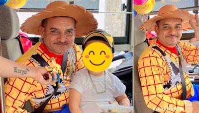 Chofer se convierte en Woody de Toy Story para Celebrar el Día del Niño