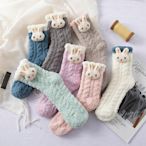 可愛珊瑚絨襪子女加絨加厚秋冬毛巾地板月子襪保暖睡眠居家毛巾襪