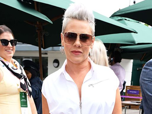 Pink Ditches Her Rocker Look for a Demure White Dress Moment at Wimbledon: See Her Sophisticated Look!