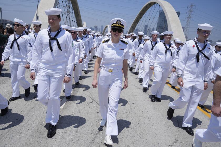 U.S. sailors take a Memorial Day turn on L.A.'s 6th Street Bridge